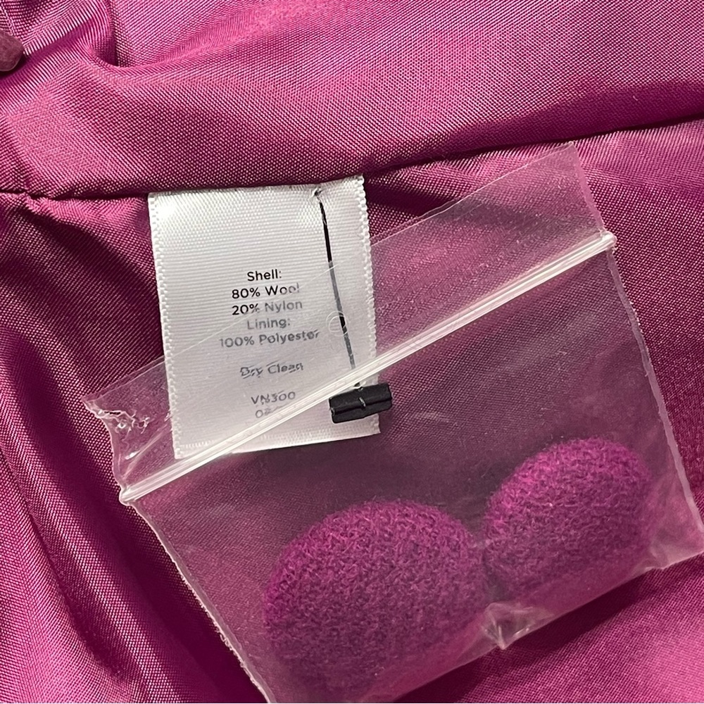 Talbots Wool Blend Peacoat Jacket Magenta Purple Peter Pan Collar Mod Retro 10p - Picture 13 of 14